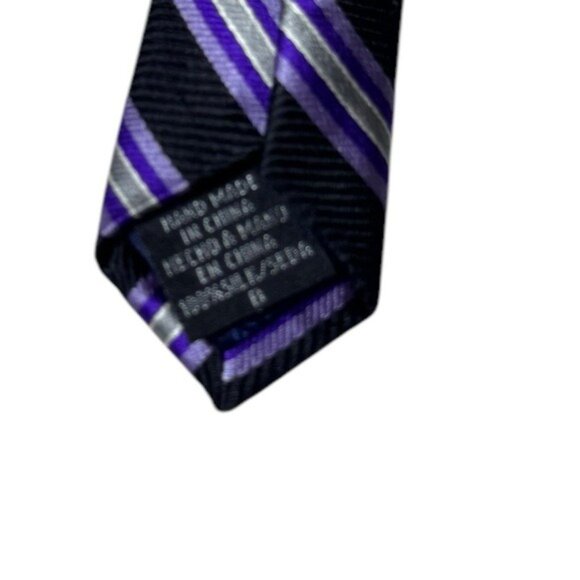 Ralph Lauren Chaps Silk Tie Quiet Luxury Old Money Striped Purple Formal - Picture 2 of 7